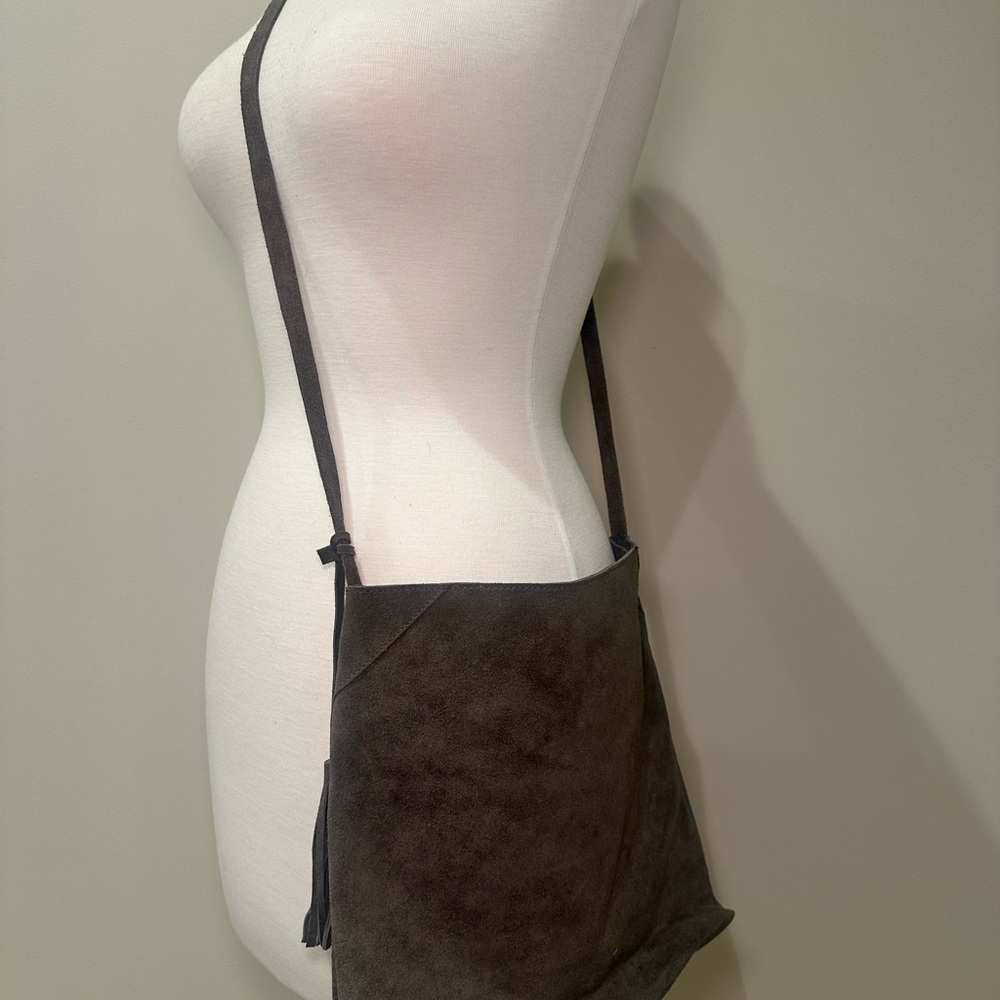 The Artisan Suede Crossbody: Minimalist Charcoal Carryall
